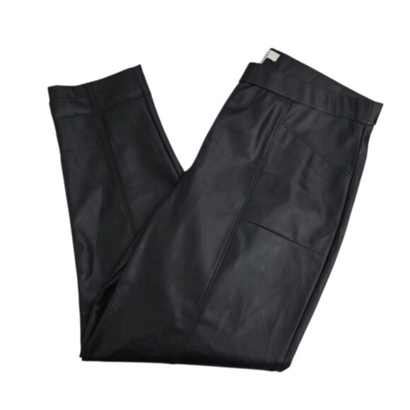 H by Halston Vegan Leather Black Cropped Ankle Pants XL - Picture 4 of 16